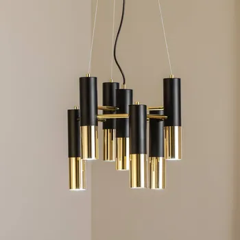 Domiluce Závěsné světlo Orino, černá/zlatá, kov, 7-bodové, GU10 zlatá, černá 7 x 10 W LED - Doprava zdarma