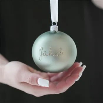 GLASSOR vánoční ozdoba se jménem šalvějově zelená