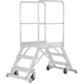 Schůdek Oboustranná pojízdná hliníková plošina HYMER 3 nášlapy