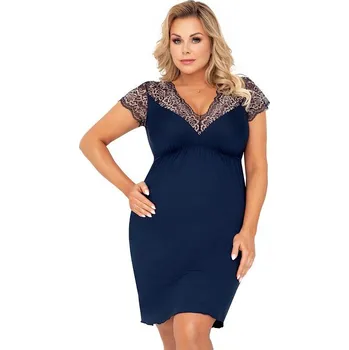 Dámské noční prádlo Luxusní noční košilka Greta II tmavě modrá plus size 4XL - Dárková krabička