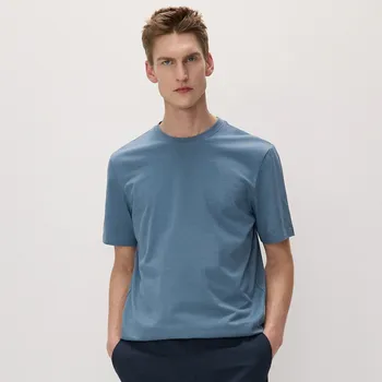 Pánské tričko Reserved - Bavlněné tričko střihu regular - ocelově modrá - 7390Z-95X - 7390Z-95X-XXL