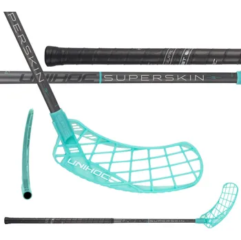 Florbalová hůl UNIHOC Stick Epic Superskin Pro 26 Graphite/Turquoise 100 cm L - 100 (111) cm/Levá ruka dole