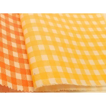 DOMESTIK 145/21375-6 KÁRO pomerančově žlutě kostky 7mm / METRÁŽ NA MÍRU