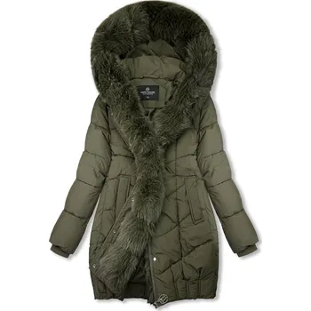 Khaki zimní bunda s kožešinou