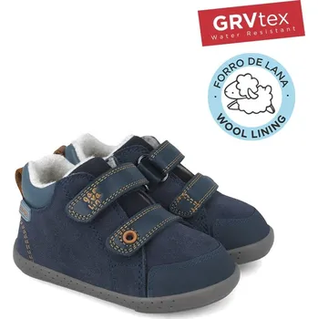 Chlapecká zimní obuv Garvalín Zateplené barefoot Serraje Laminado Azul marino s membránou Velikost: 21