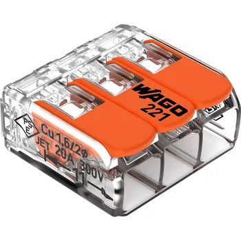 WAGO 3vodičová svorka, model: 221-413, 0,20-4,00mm?, 5 ks