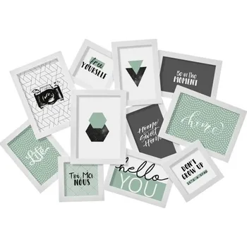 Rám na obraz ATMOSPHERA Nástěnný fotorámeček na 11 fotografií, bílý