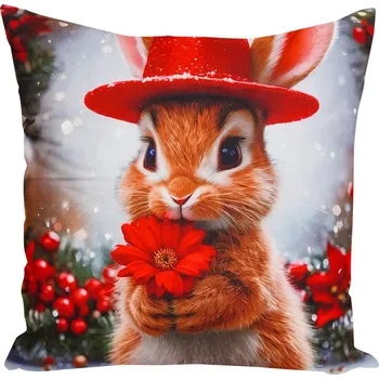 Polštář Vánoční polštář CHRISTMAS BUNNY 40x40 cm Mybesthome Varianta: Povlak na polštář s výplní, 40x40 cm