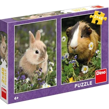 Puzzle Dino Puzzle Králíček a morče 18x26cm skládačka 2x48 dílků