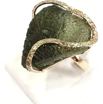 Prsten Zlatý prsten s vltavínem AUE103