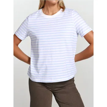 Dámské tričko Sinsay - Bavlněné pruhované tričko - modrá - 622FG-05X - 622FG-05X-L