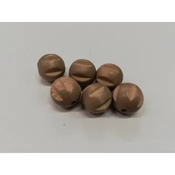 Dětské navlékací korálky Dřevěné korálky - kulička rýhovaná šedohnědá - 10mm - 6ks