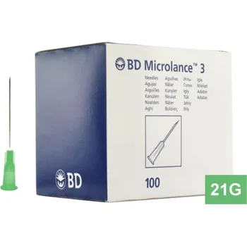 Injekční jehla Becton Dickinson MICROLANCE Varianta: 21G (0.8x40), zelená (100 ks)