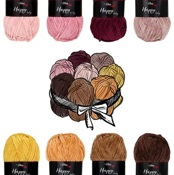 Vlna-hep Sada "dortík" - 8 barev příze Happy baby "06 Sladký karamel"