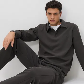 Pánská mikina Reserved - Mikina s límcem - tmavě šedá - 7488H-90X - 7488H-90X-S