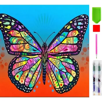 Výtvárné potřeby Real Home Diamantové vyšívání - vzor barevného motýla 5D 43