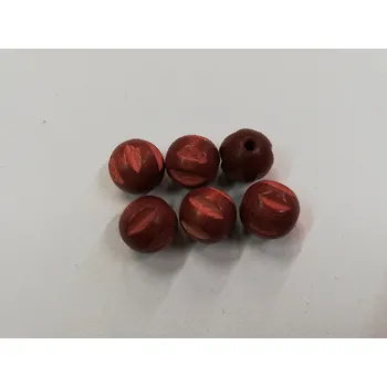 Dětské navlékací korálky Dřevěné korálky - kulička rýhovaná cihlová - 10mm - 6ks