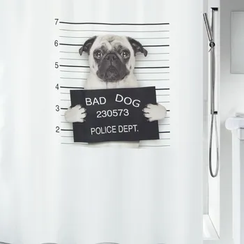 Sprchový závěs Spirella sprchový závěs BAD Dog, motiv pes, bílý, 180 x 200 cm, polyester