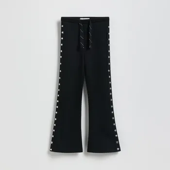 Dívčí kalhoty Reserved - Kalhoty s aplikací - černý - 975FF-99X - 975FF-99X-122