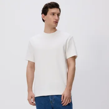 Pánské tričko Reserved - Strukturální tričko comfort fit - krémová - 414EX-01X - 414EX-01X-S