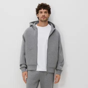 Pánská mikina Reserved - Jednobarevná mikina s kapucí - světle šedá - 8104H-09M - 8104H-09M-XXL