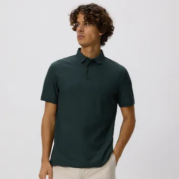 Pánské tričko Reserved - Strukturované polo regular fit - tmavě zelená - 273EF-79X - 273EF-79X-S