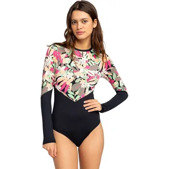 Dámské plavky Roxy Fashion LS Onesie Anthracite Palm Song S Černá S