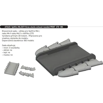 Plastikový model Eduard 1/72 Spitfire Mk.I/II/V three-stacks exhaust rounded PRINT (IBG)