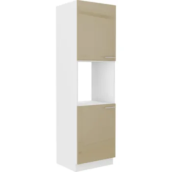 Kuchyňská skříňka Vysoká skříňka na vestavnou troubu Lara 60 DP-210 2F bílá/cappucino lesk
