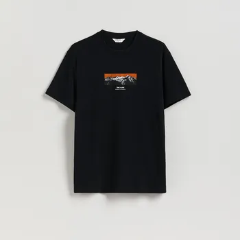 Pánské tričko Reserved - Tričko comfort s potiskem - černý - 474EX-99X - 474EX-99X-S