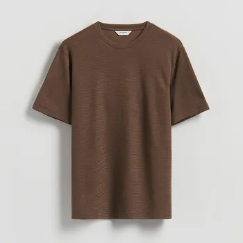 Reserved - Strukturální tričko comfort fit - tmavě hnědá - 428EX-89X - 428EX-89X-XXL