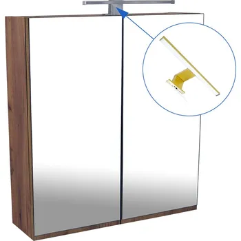 Koupelnový nábytek BPS-koupelny Zrcadlová skříňka Atica GO 80 ZS LED-G s osvětlením Any LED 30 G, zlatá