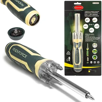 Šroubovák Rock FORCE Univerzální šroubovák 5 v 1 s magnetem a LED osvětlením
