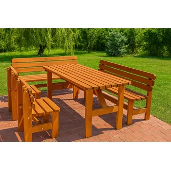 Zahradní sestava Masivní zahradní nábytek Vídeň II - 150 cm s nátěrem
