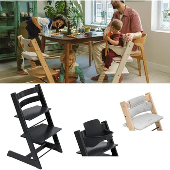 STOKKE Tripp Trapp Bundle Black + polštářek OCS Nordic Grey