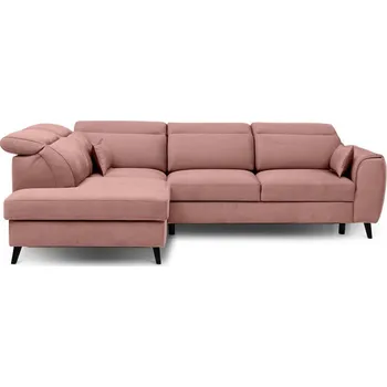 Pohovka Růžová sametová rozkládací/s úložným prostorem rohová pohovka (levý roh/do L) Noble – ELTAP ID_1819114