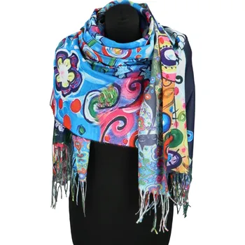 Šála Módní dámská šála Winifre, květy modrá