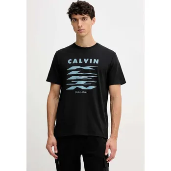 Pánské tričko Bavlněné tričko Calvin Klein Jeans pánské, černá barva, s potiskem, LV04RD815G 99X, vel. S