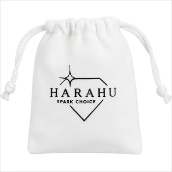 Dárková krabička Darčekové zamatové vrecúško HARAHU - Biela/7x9cm