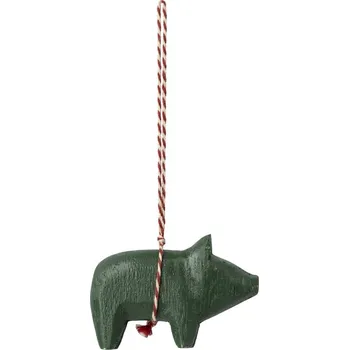 Vánoční dekorace Maileg Vánoční dřevěná ozdoba prasátko Dark Green