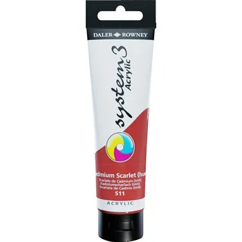 Vodová barva Daler Rowney System3 Akrylová barva Cadmium Scarlet Hue 150 ml 1 ks