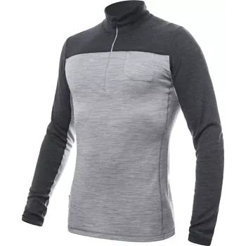 Pánské oblečení Sensor Pánské triko s dlouhým rukávem Sensor Merino Bold, zip, cool gray/anthracite velikost M