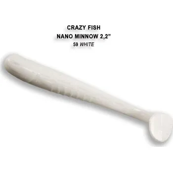 Umělá nástraha Gumová nástraha Crazy Fish Nano Minnow 5,5cm 59 White (8ks)
