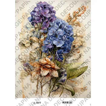 Umělecký papír Rýžový a soft papír na decoupage - Kytice - KB01977 Materiál: Rýžový papír, Rozměr: A4