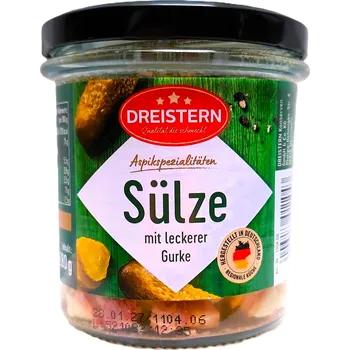 Konzervované maso DREISTERN SÜLZE mit Leckerer Gurken - aspik ( sulc) s okurkou - 280g