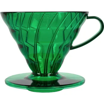 Dripper Hario plastový dripper průhledný V60-02 zelený