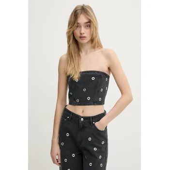 Dámská mikina Džínová blůza Rotate dámská, šedá barva, s aplikací, 1140052998, 38, 90X