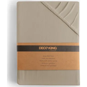 Prostěradlo Bavlněné jersey prostěradlo s gumou DecoKing Amber cappuccino, velikost 120-140x200+30