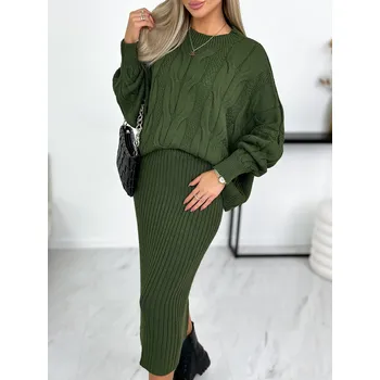 Dámská sukně Fashionweek Svetrová souprava svetru a sukně IT-MILLOS Barva: Khaki, Velikost: Universal