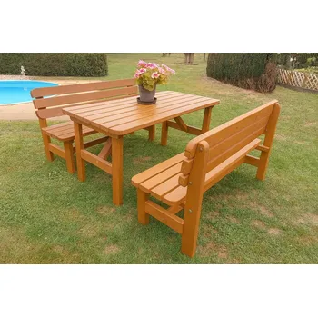 Zahradní nábytek Zahradní nábytek z masivu set Vídeň 180 - barvená (Nábytek z masivu - zahradní nábytek z masivu - barvená, stůl a 2x lavice)